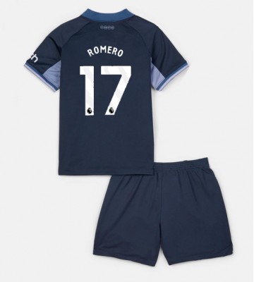 Maillot de foot Tottenham Hotspur Cristian Romero #17 Extérieur enfant 2023-24 Manches Courte (+ pantalon court)